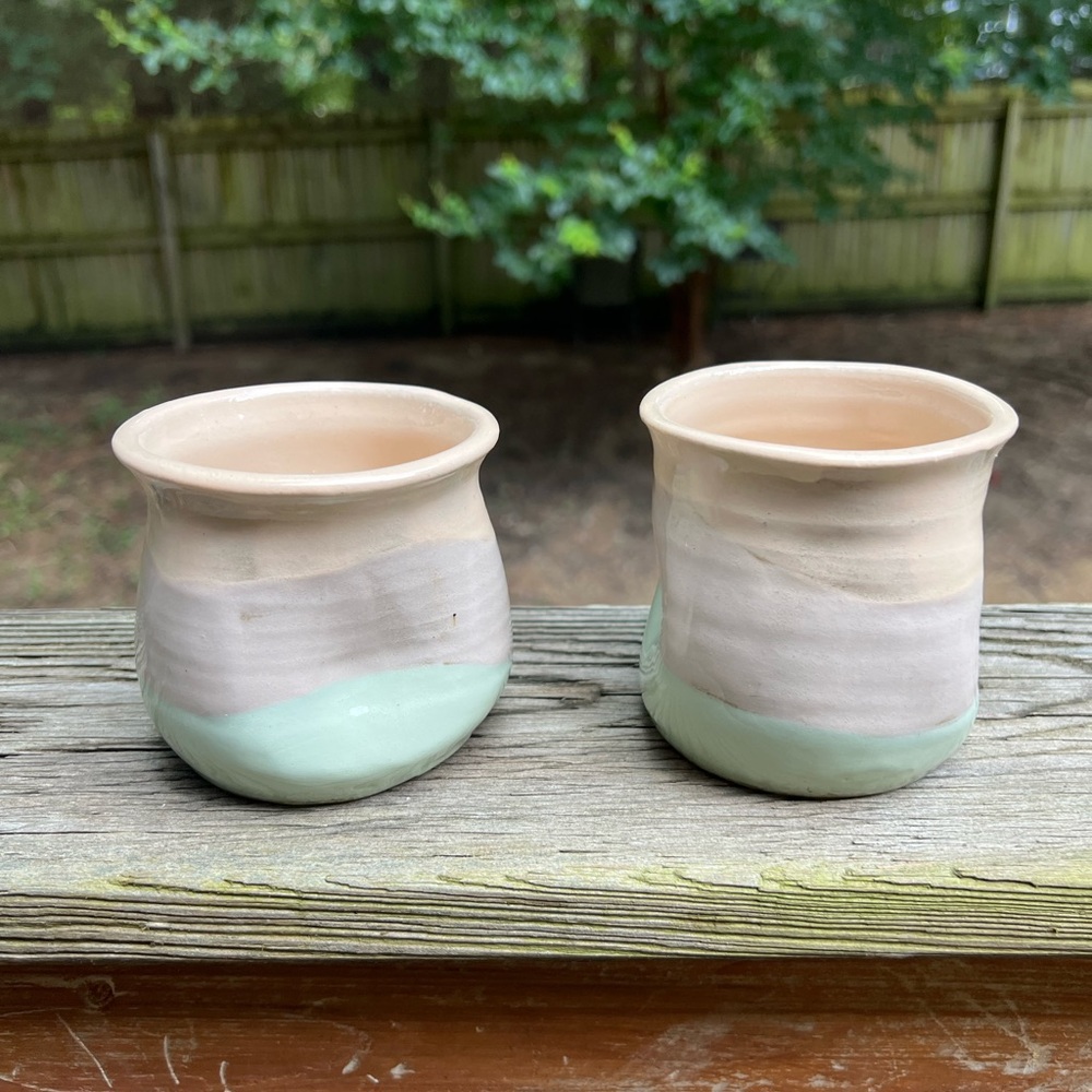 Ceramic Pottery Stemless Wine Glasses set of 2